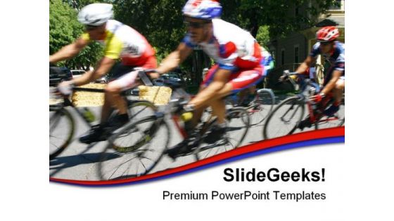 Cyclists Racing Sports PowerPoint Themes And PowerPoint Slides 0511