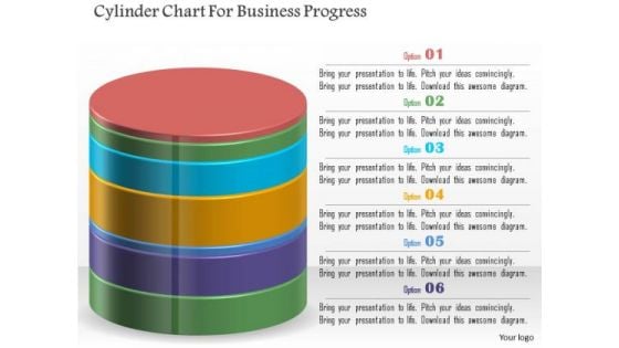 Cylinder Chart For Business Progress PowerPoint Template