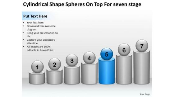 Cylindrical Shape Spheres On Top For Seven Stage Ppt Insurance Business Plan PowerPoint Slides