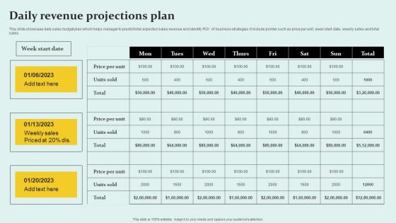 Daily Revenue Projections Plan Infographics Pdf