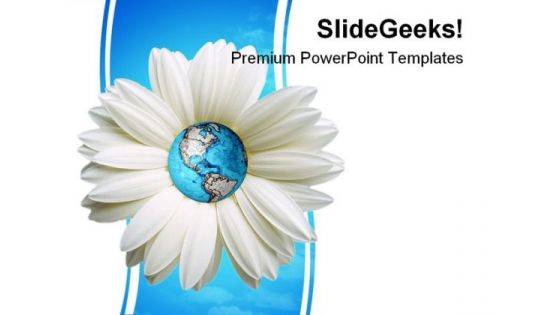 Daisy And Globe Beauty PowerPoint Template 1110