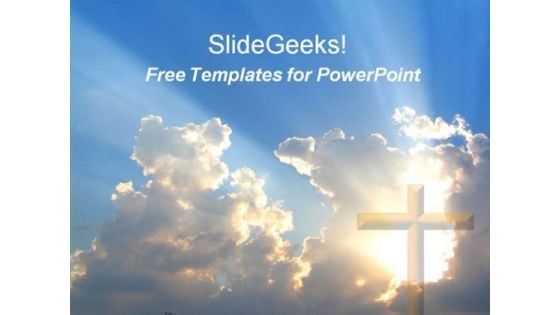 Blue Sky PowerPoint Template with Cross Sign