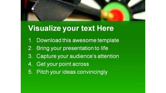Dart Hitting Bullseye Business PowerPoint Themes And PowerPoint Slides 0811