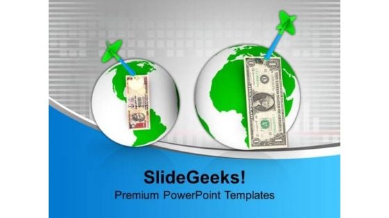 Dart Hitting Currencies Over Globe PowerPoint Templates Ppt Backgrounds For Slides 0113