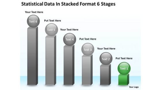 Data In Stacked Format 6 Stages Steps Writing Business Plan PowerPoint Templates