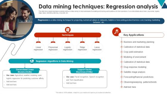 Data Mining Techniques Regression Analysis Using Data Mining Tools To Optimize Processes AI SS V