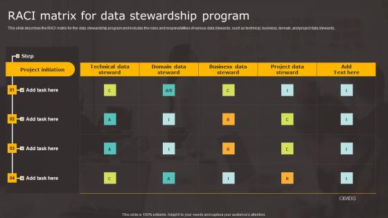 Data Stewardship In Business Processes RACI Matrix Data Stewardship Program Mockup Pdf