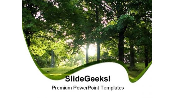 Dawn Sunbeams In Forest Nature PowerPoint Themes And PowerPoint Slides 0411