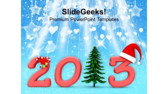 Decoarted Happy New Year 2013 PowerPoint Templates Ppt Backgrounds For Slides 1212