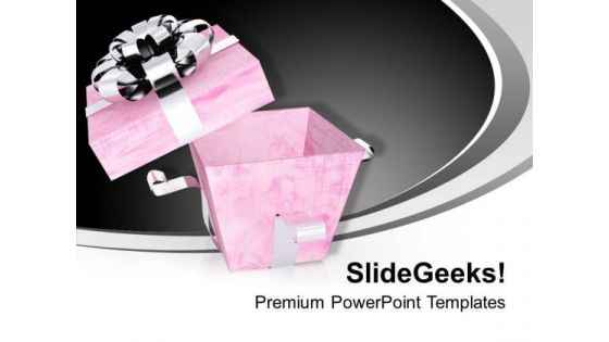 Decorated Open Gift Box Design PowerPoint Templates Ppt Backgrounds For Slides 0113