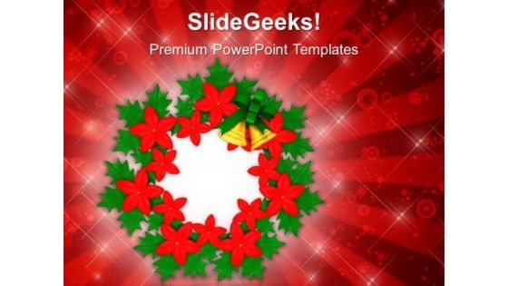 Decorative Flowers And Wreath Christmas PowerPoint Templates Ppt Backgrounds For Slides 1212