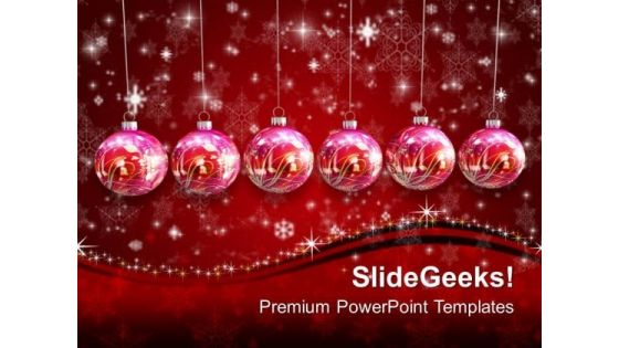 Decorative Hanging Ornaments Christmas Festival PowerPoint Templates Ppt Backgrounds For Slides 1112