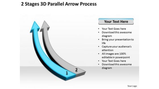 Define Parallel Processing 2 Stages 3d Arrow PowerPoint Templates