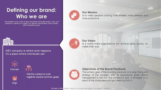 Defining Our Brand Who We Are Brand Strategy Playbook Ppt Template Defining Our Brand Who We Are Brand Strategy Playbook Ppt Template