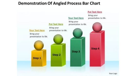 Demonstration Of Angled Process Bar Chart Help Me Write Business Plan PowerPoint Slides