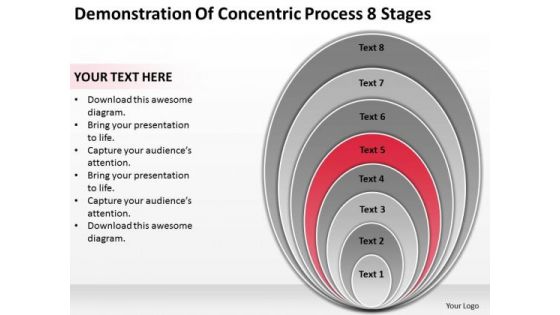 Demonstration Of Concentric Process 8 Stages Business Plan Model PowerPoint Templates