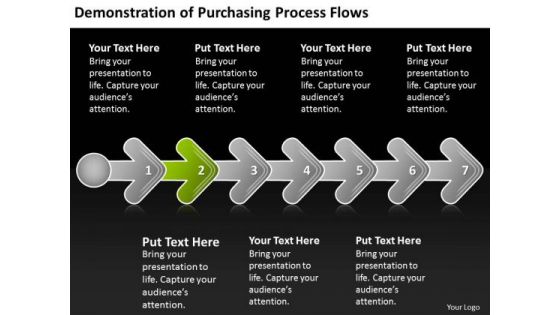 Demonstration Of Purchasing Process Flows Business Flowcharts PowerPoint Templates