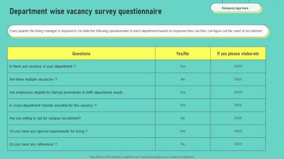 Department Wise Vacancy Survey Human Resources Hiring Guide Optimal Professional Pdf