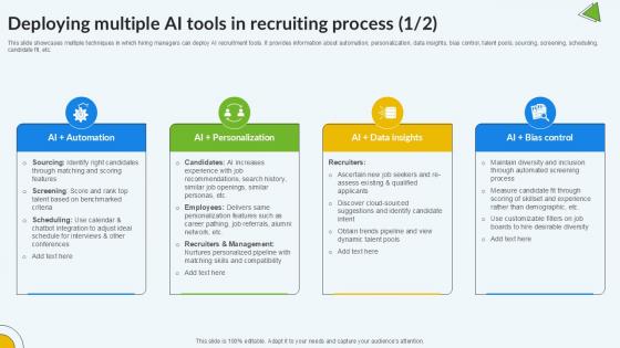 Deploying Multiple AI Tools In Enhancing Recruitment Process PPT Slide Deploying Multiple AI Tools In Enhancing Recruitment Process PPT Slide