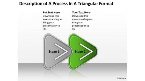 Description Of A Process In Triangular Format Business PowerPoint Flowchart Slides