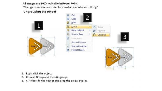Description Of A Process In Triangular Format PowerPoint Flowchart Slides