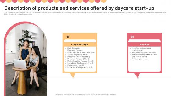 Description Of Products And Services Offered By Childcare Business Plan Download Pdf