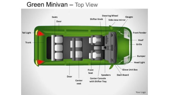 Design Green Minivan Top View PowerPoint Slides And Ppt Diagram Templates