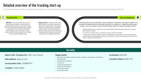 Detailed Overview Of The Trucking Start Up Trucking Services Business Plan Themes Pdf