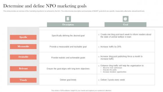 Determine And Define NPO Marketing Goals Efficient Nonprofit Marketing Infographics Pdf