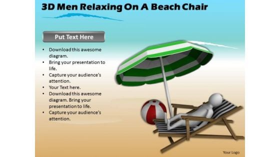 Develop Business Strategy 3d Man Relaxing On Beach Chair Concepts