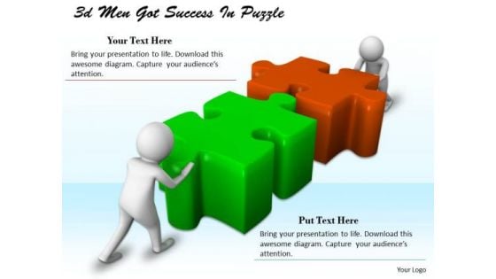 Develop Business Strategy 3d Men Got Success Puzzle Basic Concepts