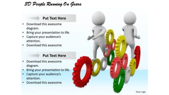 Develop Business Strategy 3d People Running On Gears Basic Concepts