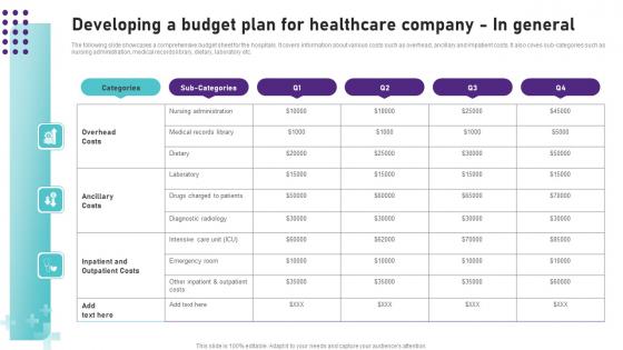 Developing A Budget Plan For Healthcare Operational Areas Healthcare Clipart PDF