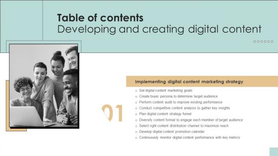 Developing And Creating Digital Content Table Of Contents Strategy SS V