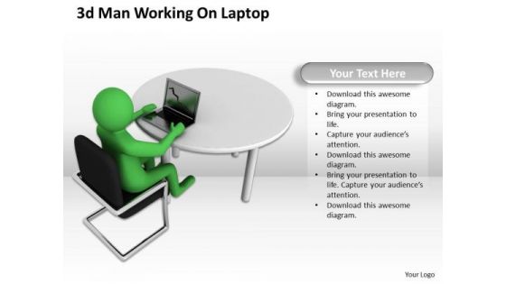 Developing Business Strategy 3d Man Working On Laptop Character