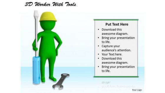 Developing Business Strategy 3d Worker With Tools Character Models