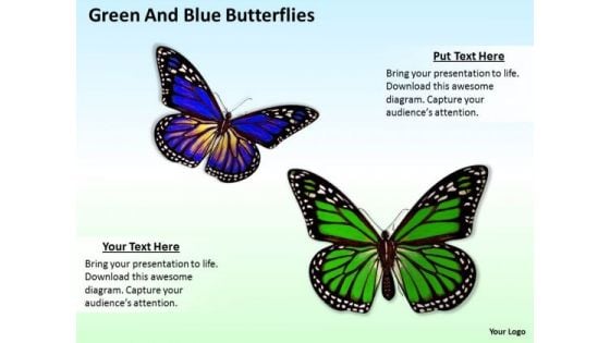 Developing Business Strategy Green And Blue Butterflies Icons Images