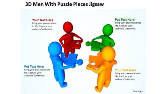 Diagram Business Process 3d Man With Puzzle Pieces Jigsaw PowerPoint Slides