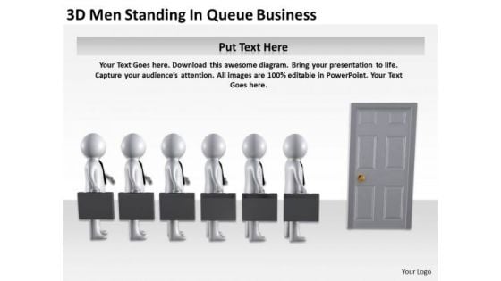 Diagram Business Process 3d Men Standing Queue PowerPoint Slides