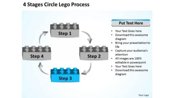 Diagram Business Process 4 Stages Circle Lego PowerPoint Slides