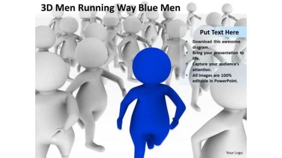 Diagram Of Business Cycle 3d Men Running Way Blue PowerPoint Templates