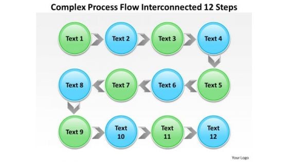 Diagram Of Business Cycle Complex Process Flow Interconnected 12 Steps PowerPoint Templates