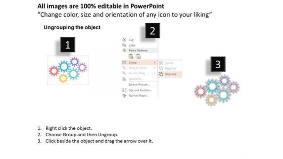 Diagram Of Gears With Icons PowerPoint Templates