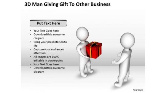 Diagram Of The Business Cycle 3d Man Giving Gift To Other PowerPoint Slides