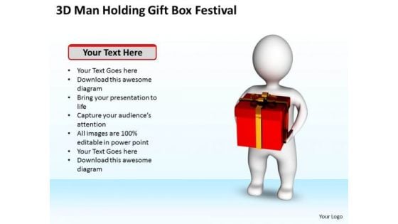 Diagram Of The Business Cycle 3d Man Holding Gift Box Festival PowerPoint Slides