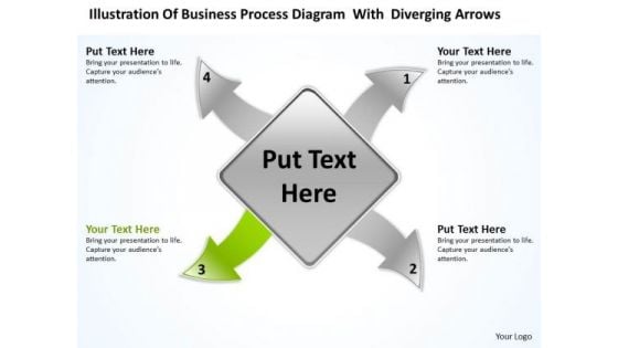 Diagram With Diverging Arrows Relative Circular Flow Process PowerPoint Slide