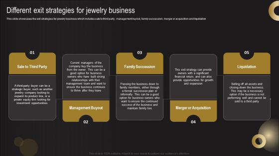 Different Exit Strategies For Jewelry Business Jewelry Business Plan Sample Pdf