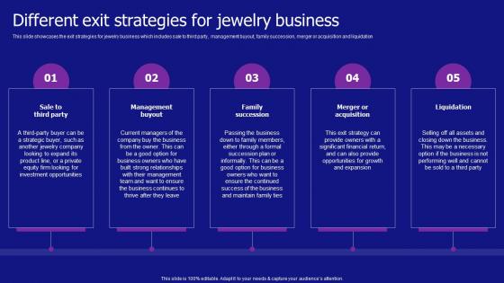 Different Exit Strategies For Jewelry Business Jewelry Products Business Microsoft Pdf