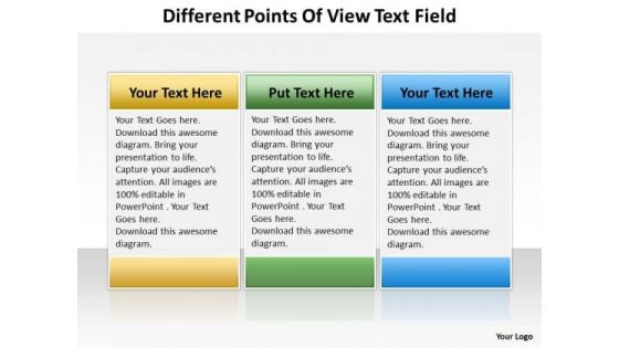 Different Points Of View Text Field Radial Diagram PowerPoint Templates