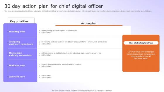 Digital Advancement Checklist 30 Day Action Plan For Chief Digital Officer Infographics Pdf